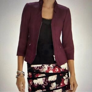 White House Black Market Fitted Blazer in Burgundy, Size 4